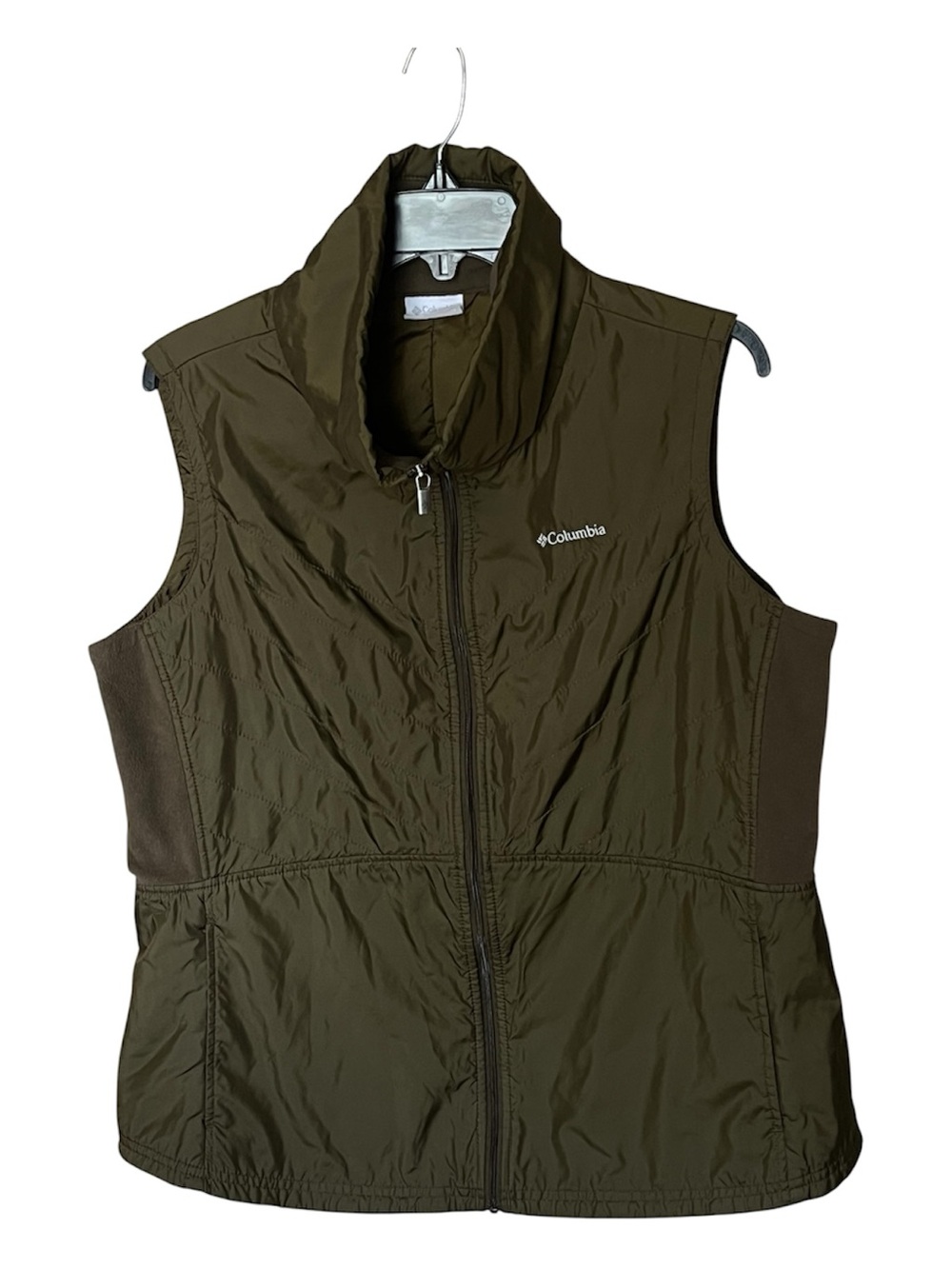 Columbia Sportswear Co Olive Green Mix It Around Long Zip High Neck Vest Size XL
